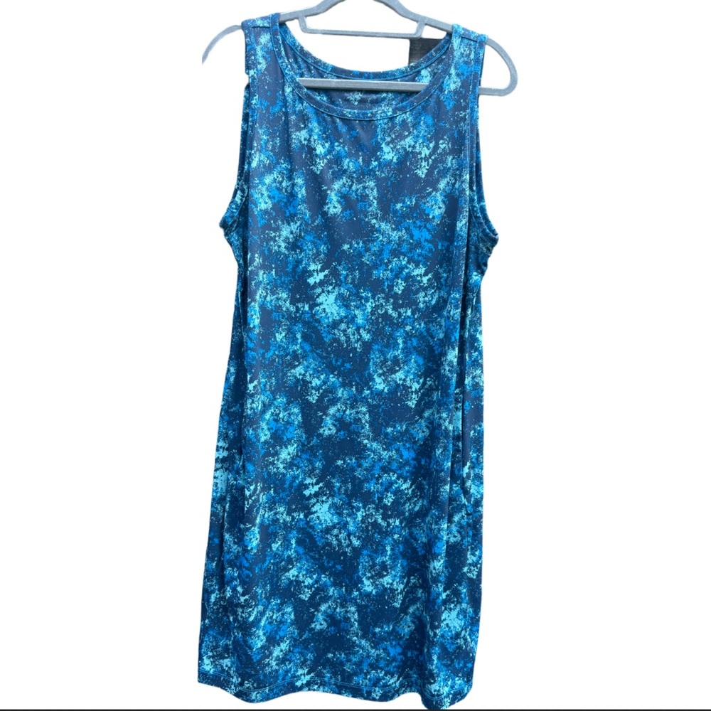 Blue Patterned Sleeveless Dress